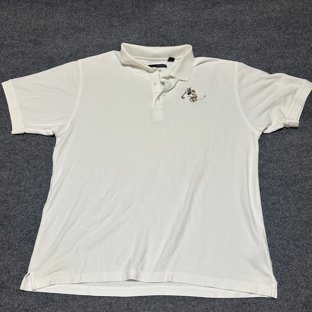 Greg Norman Mickey Mouse Golf Polo Shirt Mens XL White‎ Play Dry Short Sleeve